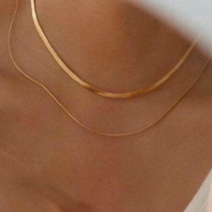 18K Gold 2PC Chain Necklace Set